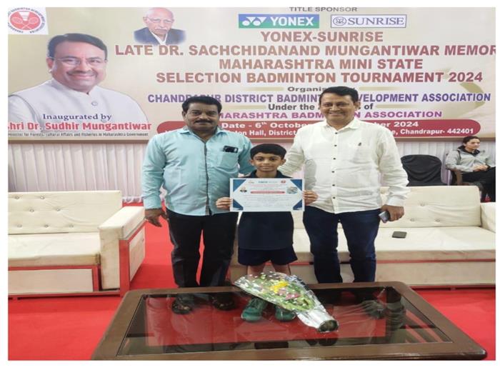 Sharv Shinde of Adani Vidyalaya Tirora, participated in District Level Badminton Competition